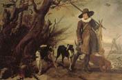 WILDENS, Jan A Hunter with Dogs Against a Landscape France oil painting art
